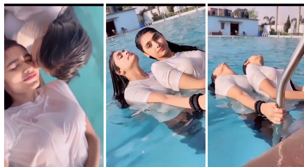 Aina Asif With Friend In Pool Video