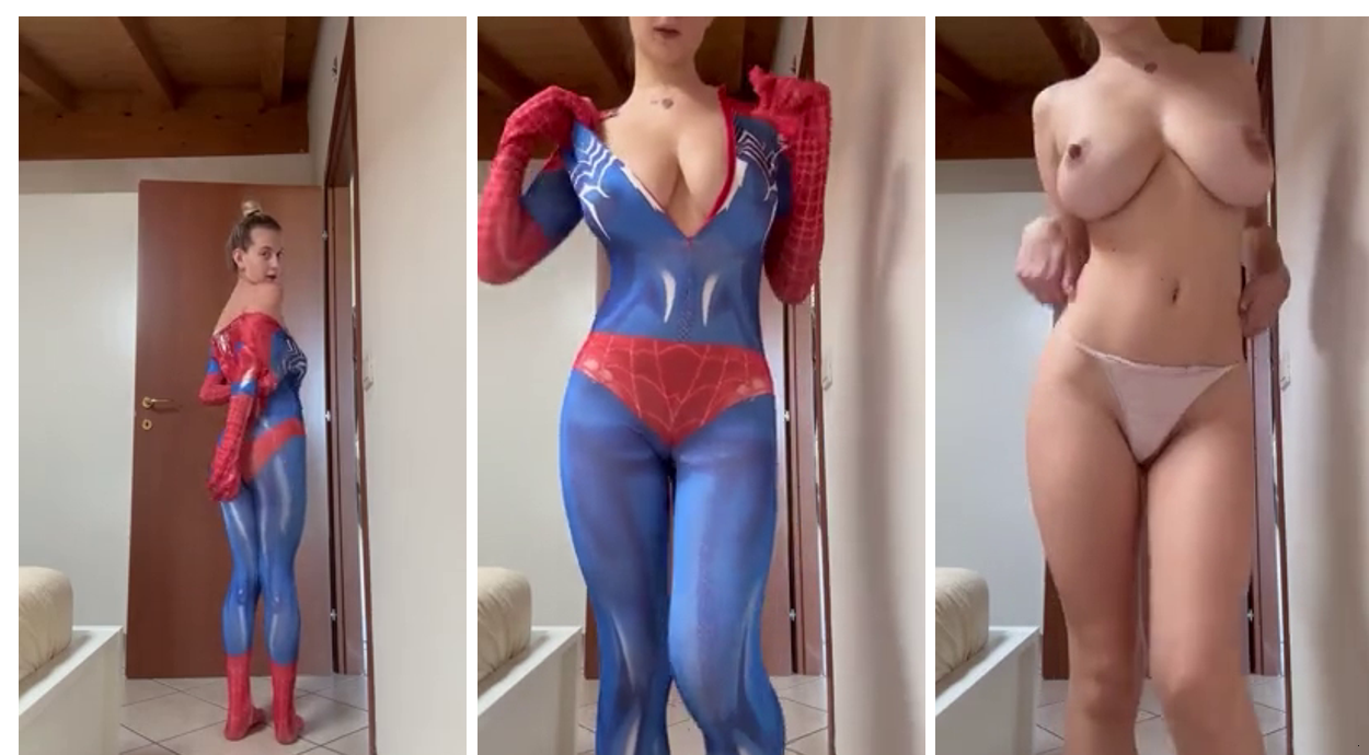 Laura Sommaruga Nude Spider-Girl Cosplay Masturbation Video